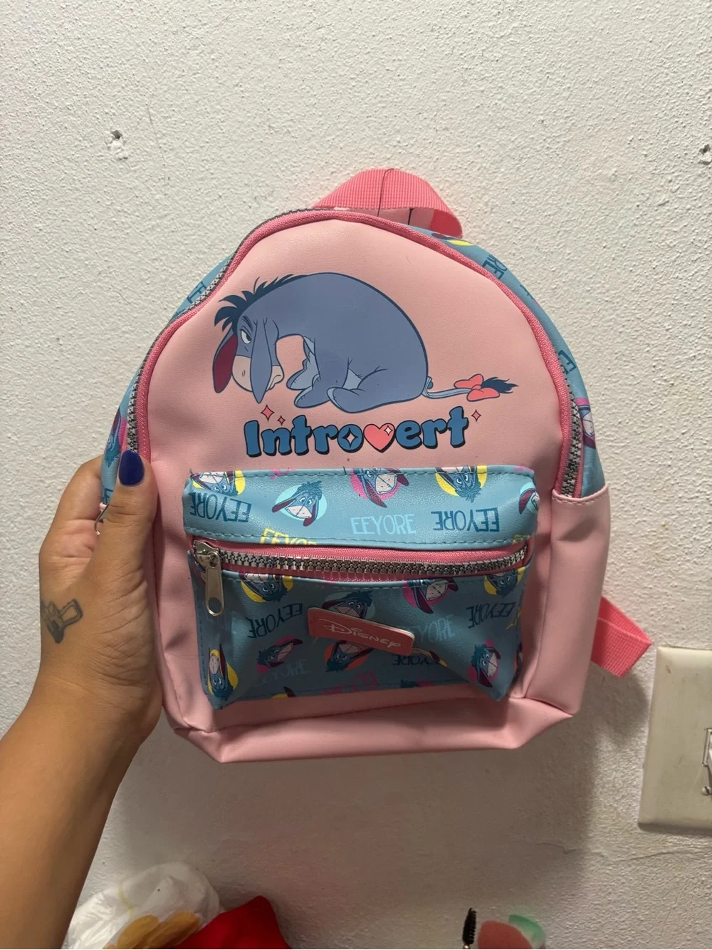 Disney Pink and Blue Eeyore 'Introvert' Kids Backpack